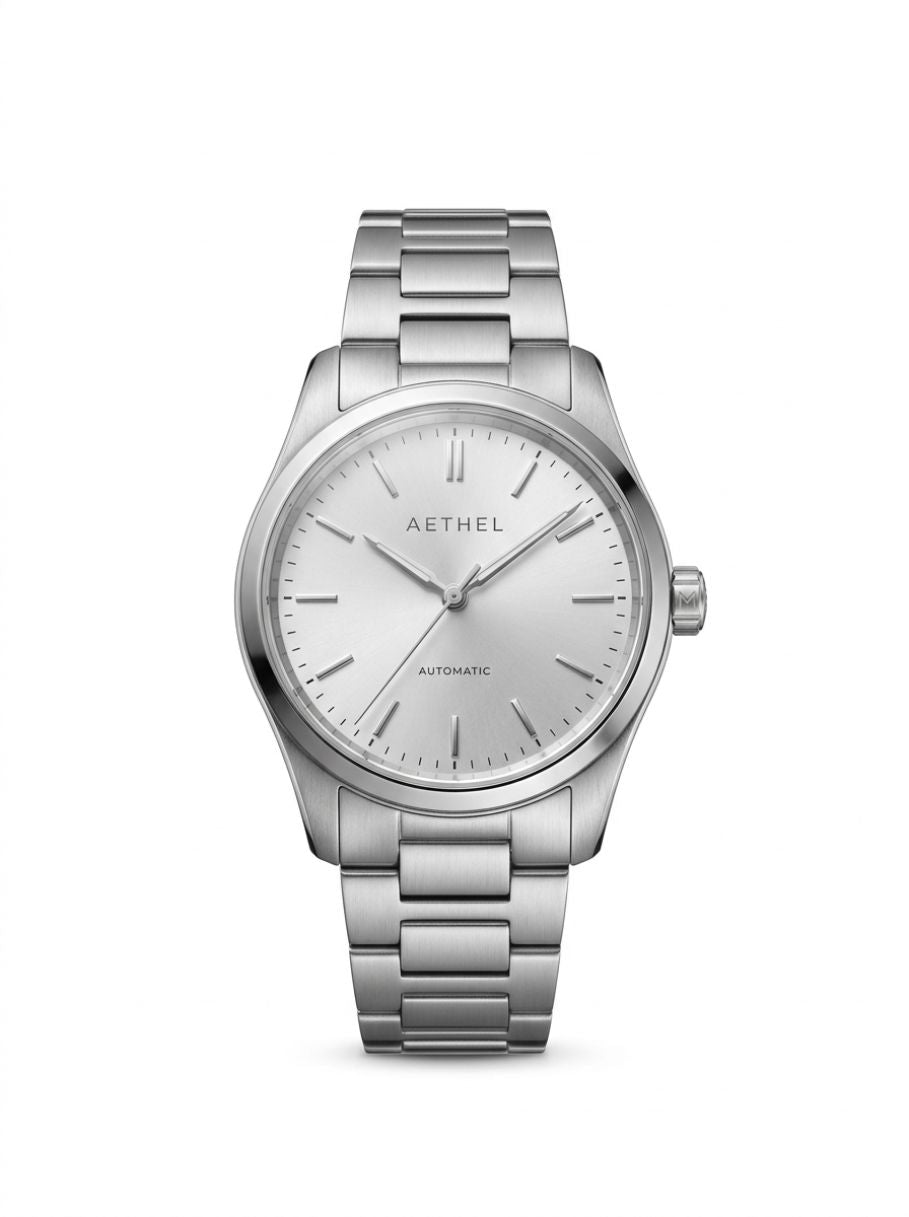Brushed Silver Minimalist Watch